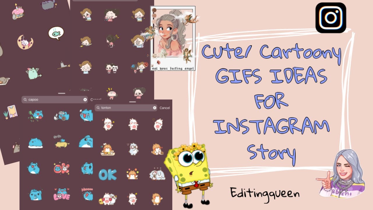 ☆CUTE / CARTOONY GIFS IDEAS FOR INSTAGRAM STORY☆ ~ EDTINGQUEEN