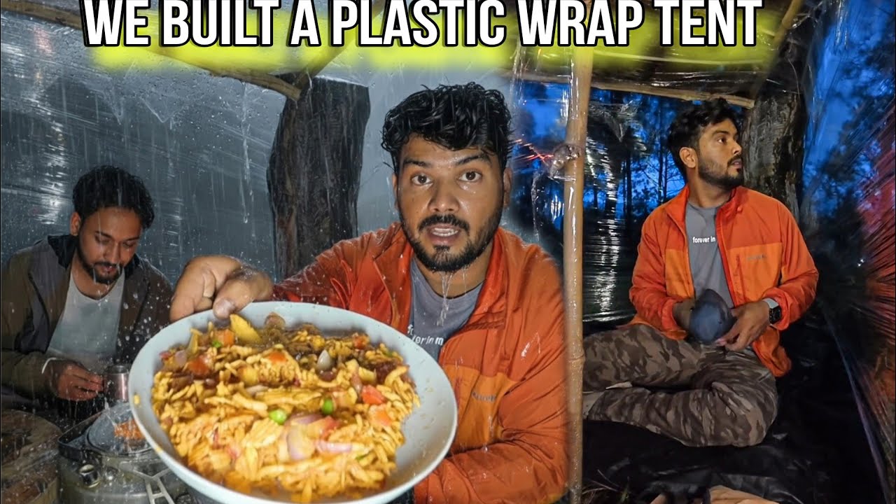 Plastic Wrap Tent vs Heavy Rain 🌧️ | Extreme Camping Challenge | Rain Camping india #vlog 