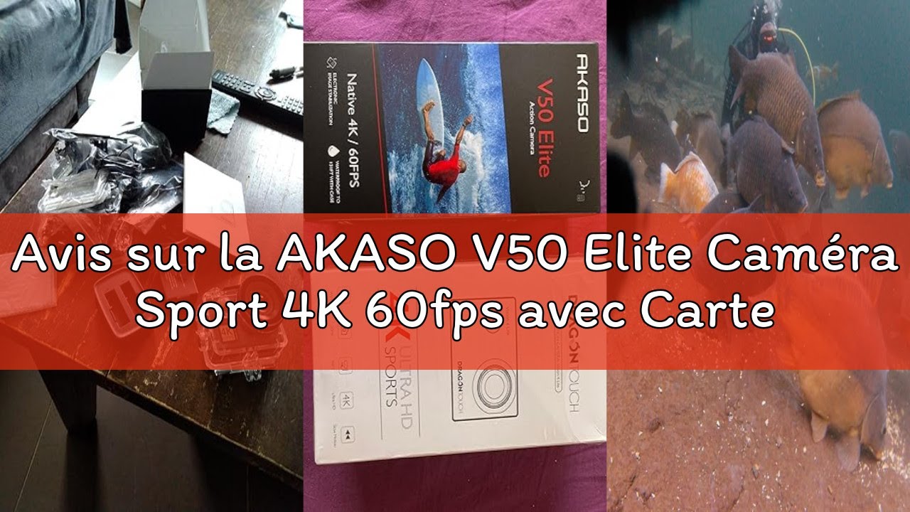 Avis sur la AKASO V50 Elite Caméra Sport 4K 60fps avec Carte Mémoire MicroSDXC 128Go, 20MP Vocale Ec