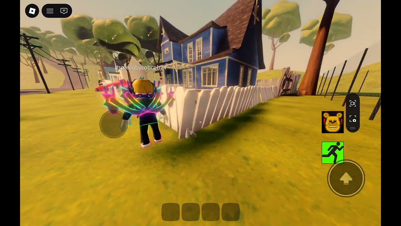 Running from Fredbear in hello neighbor roblox pt24 (with my admin friend)