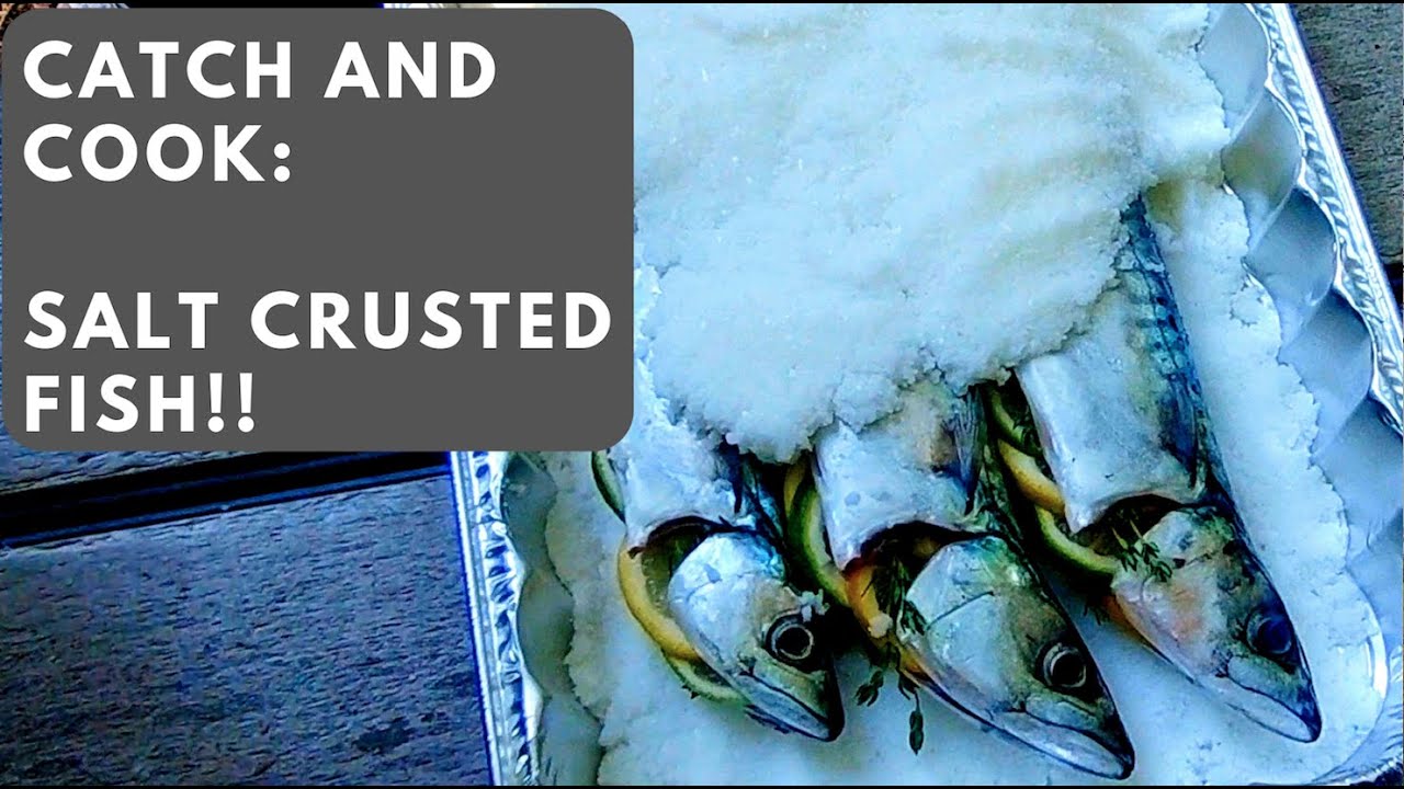 Salt Crusted Fish Cooked Over The Campfire!! (Catch and Cook)