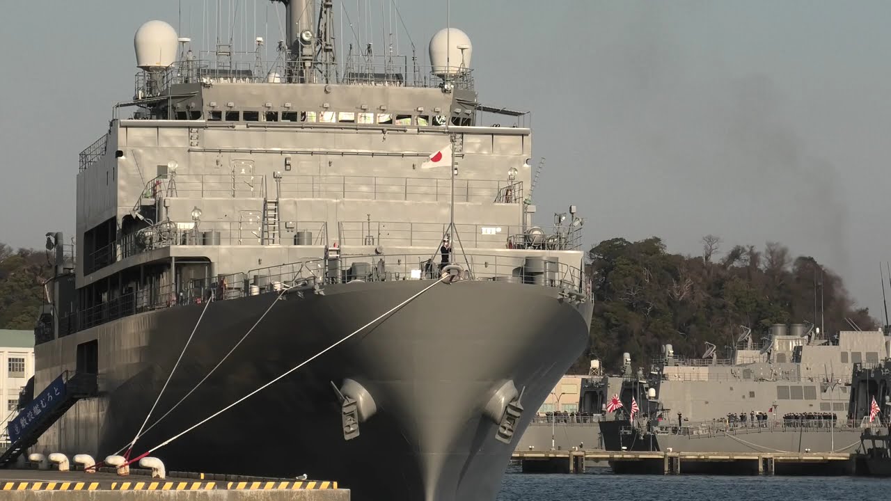 敷設艦 むろと（ARC-483）自衛艦旗揚げ方 | Cable Laying Vessel Muroto (ARC-483) – Hoist the Ensign