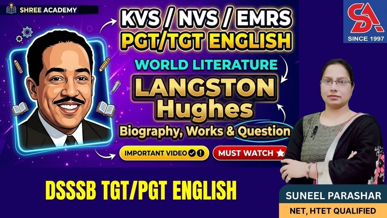 KVS/NVS/EMRS PGT/TGT ENGLISH TIER-II I WORLD LITERATURE : LANGSTON HUGHES - BIOGRAPHY, WORKS & QST.