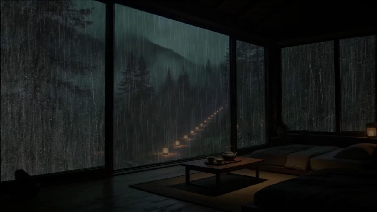 Rain Sounds in Forest for Sleeping 🌧 Deep Mountain Rain & Thunder at a Quiet Cabin