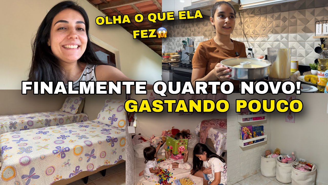FINALMENTE QUASE PRONTO O QUARTO DAS MENINAS, TRANSFORMAÇÃO GASTANDO POUCO, ELA FEZ O BOLO PRA MIM😍