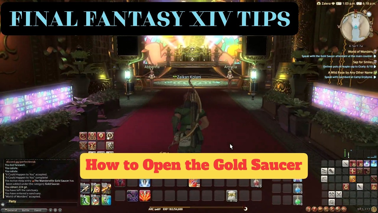 Final Fantasy XIV Tips - How Open the Gold Saucer