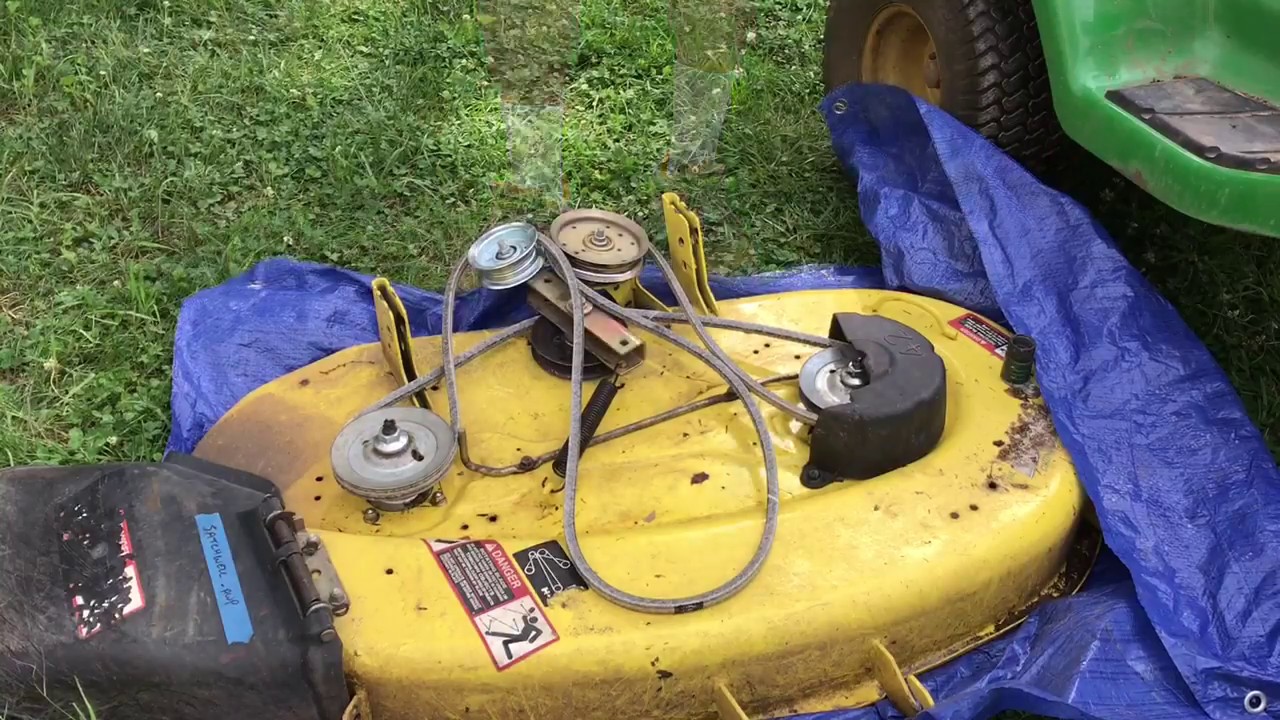 Замена ремня деки John Deere X300. Подробности.