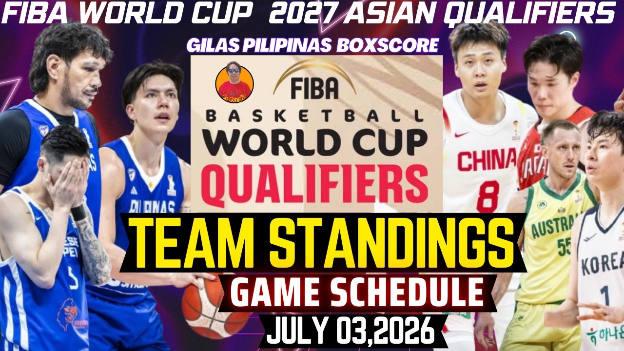 TEAM STANDINGS FIBA WORLD CUP 2027 ASIAN QUALIFIERS MARCH 01,2025|FIBA SCHEDULE JULY 03,2026