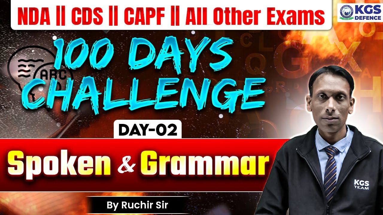 100 Days Challenge | Spoken English + Grammar | Day 02 | English by Ruchir Sir KGS | KGS Defence
