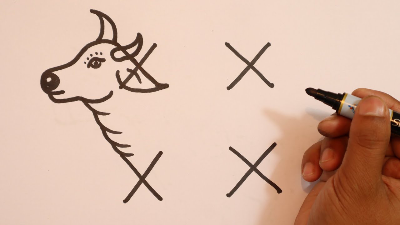 How To Draw a Cow With 4&times;4 Dots Easy || Cow Drawing Easy Step By Step For Beginners