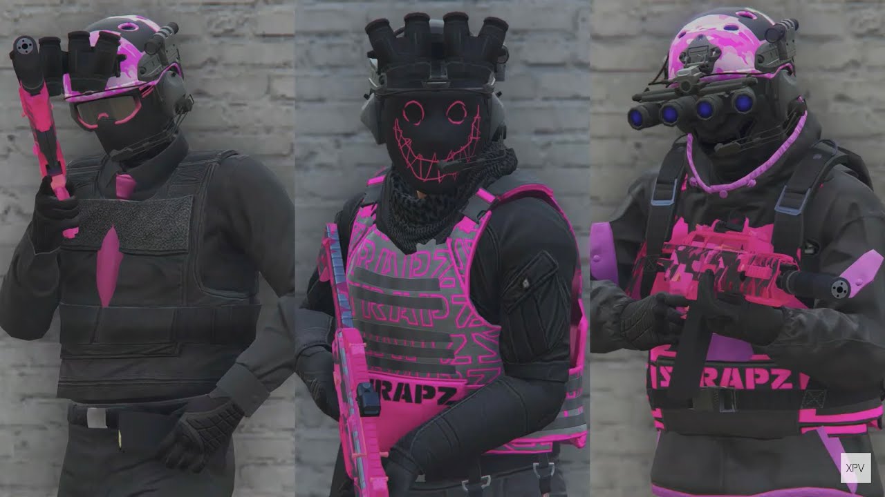 GTA V - 5 Easy Tryhard Outfits Tutorial #100 (Pink & Black 2022)