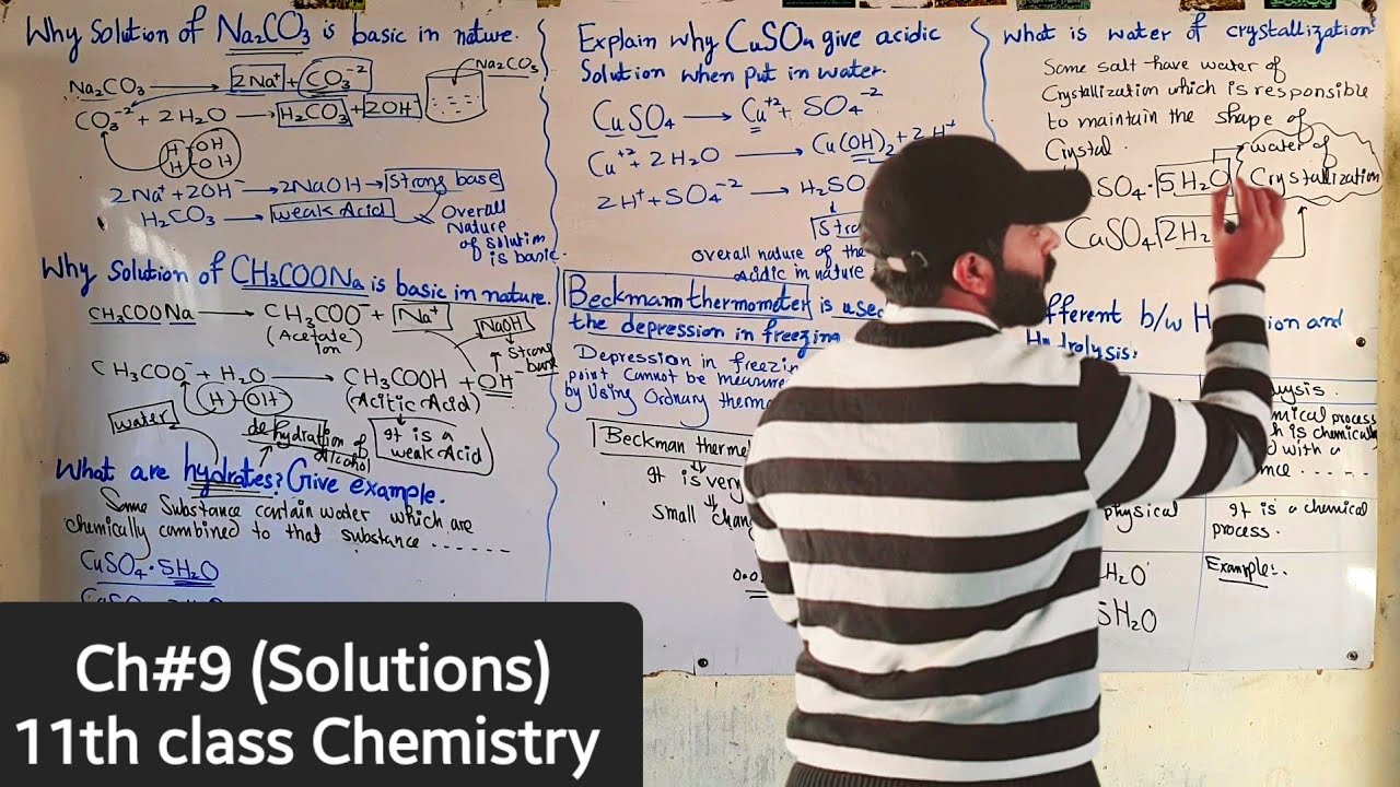 Important Short Questions related to hydrates, hydration & hydrolysis | ch#9 | 11th class chemistry