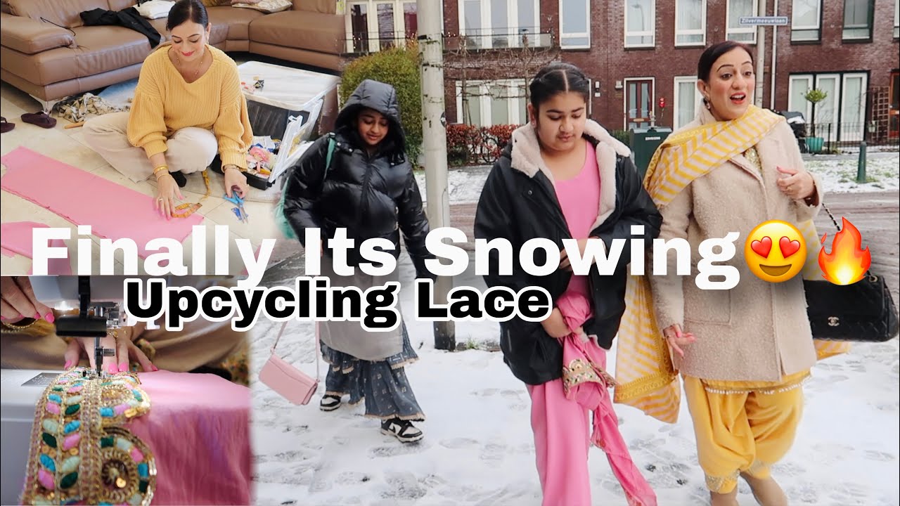 ‼️Finally Its Snowing😍🔥 Up Cycling Old Lace for New Suit ✨Making aloo tiki...!
