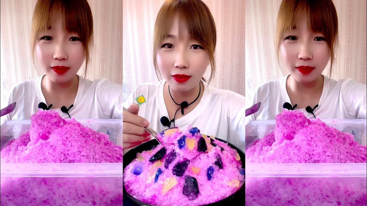ASMR SHAVED ICE EATING / ICE EATING. QIAN