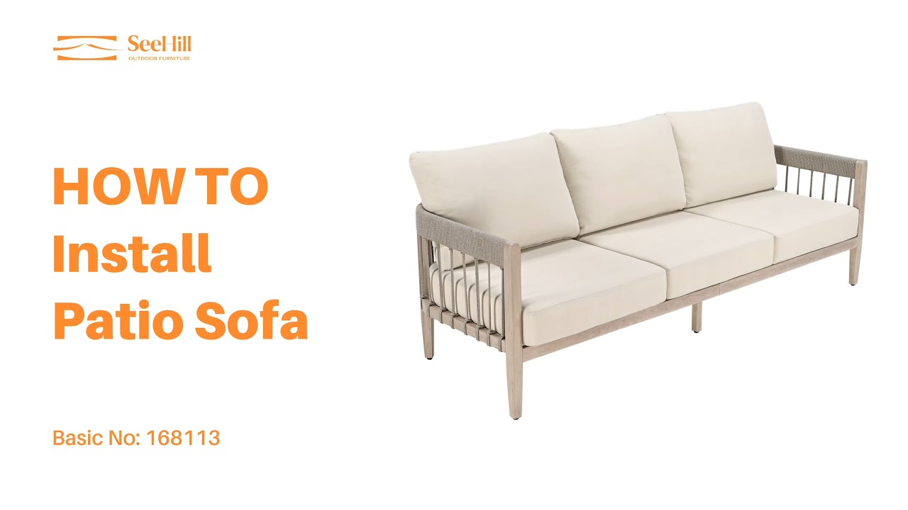 3-Seater Patio Outdoor Sofa with Faux Wood Grain Frame - C038 Assembly Video｜SeeHill
