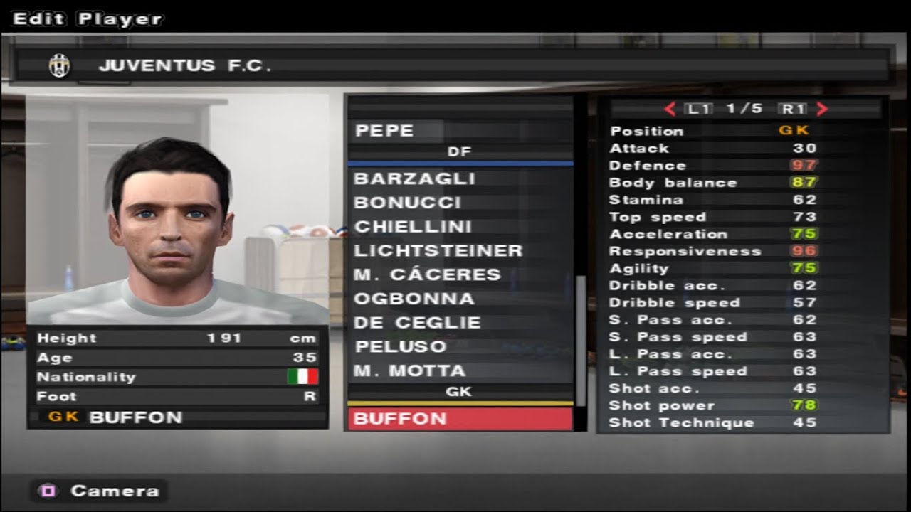 PES 2014 - Juventus - Stats - PS2