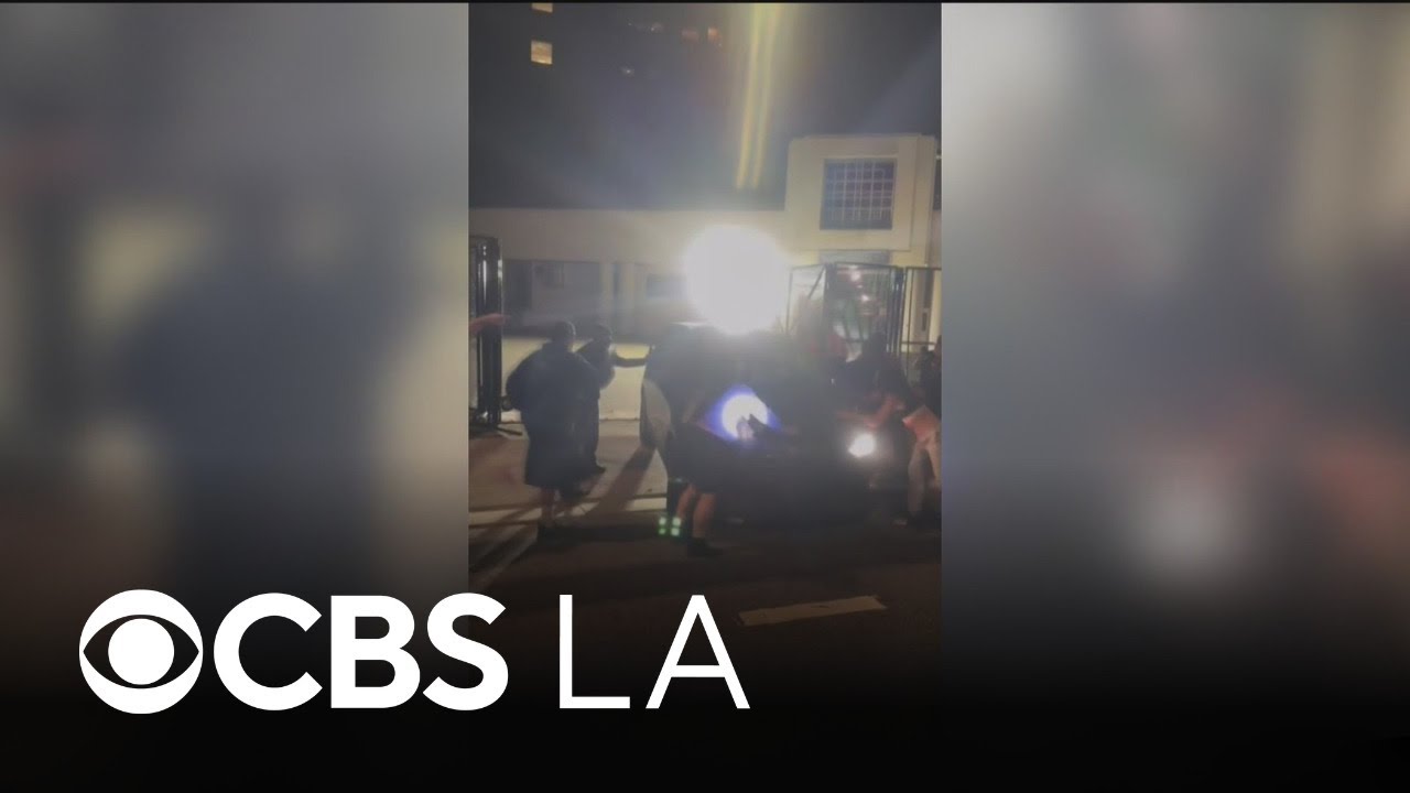 Protester hit by car outside downtown LA's federal detention center