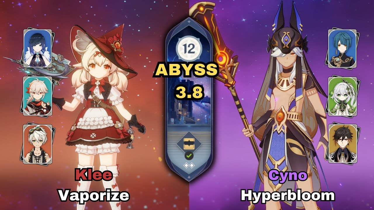 SPIRAL ABYSS 3.8: C0 Klee Vape & C1 Cyno Hyperbloom | Floor 12 - 9 Stars