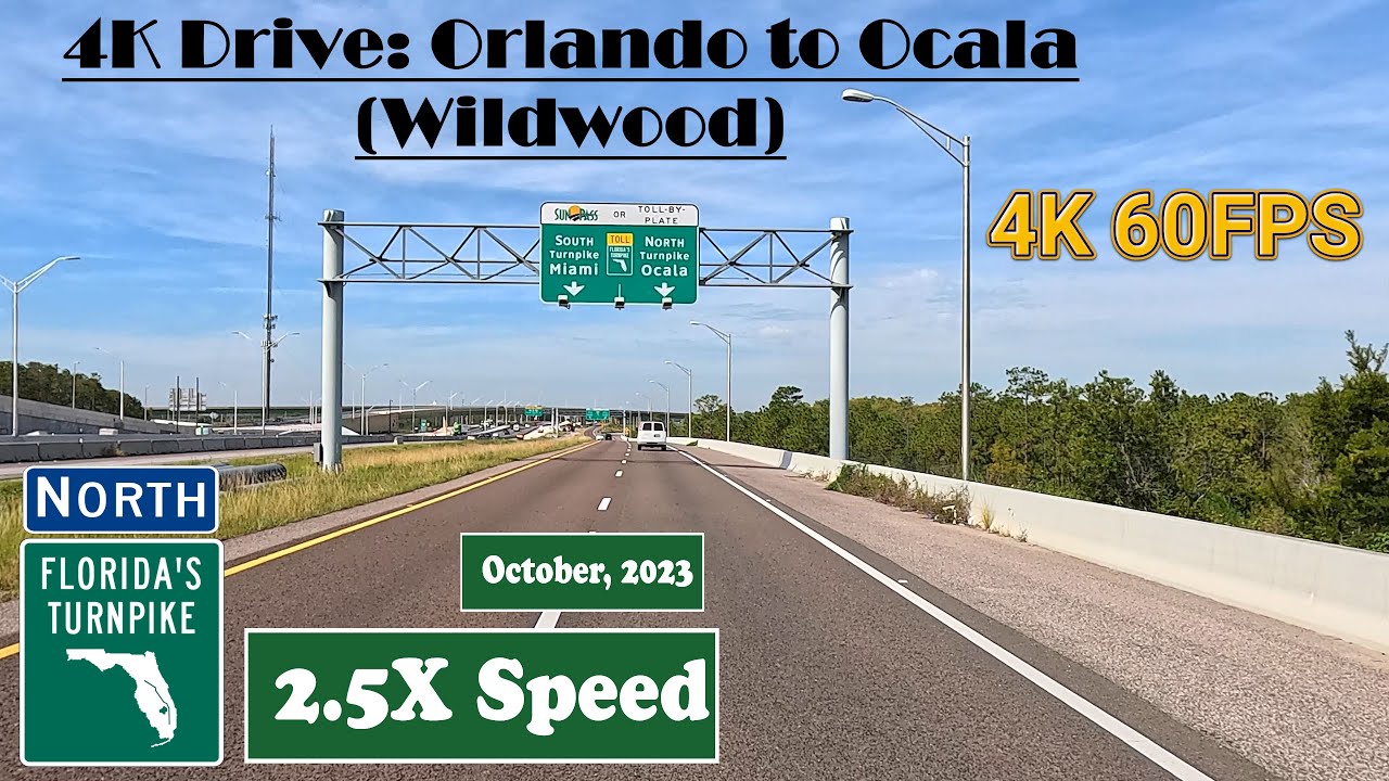 4K Drive: Orlando to Ocala (Wildwood).  Florida's Turnpike North