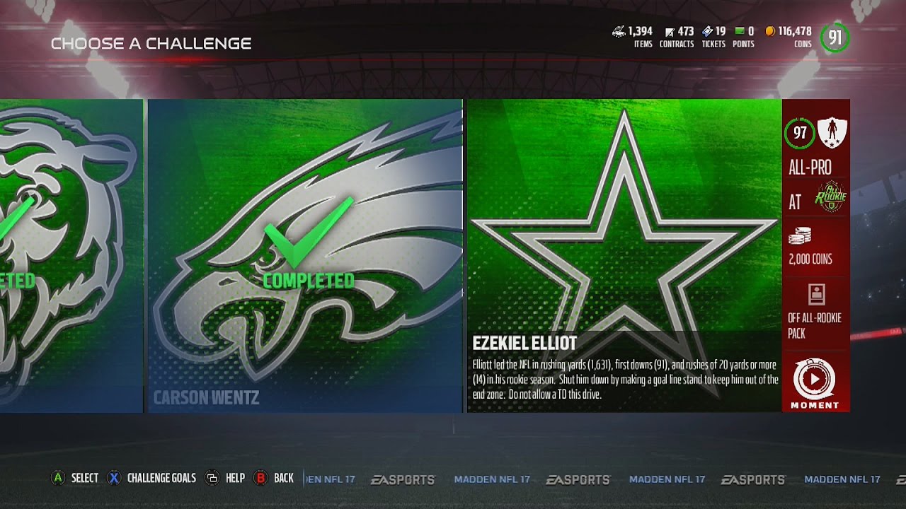 Madden NFL 17 | MUT All-Rookie Challenge | Offensive All-Rookie Team Challenge #13 | Ezekiel Elliot