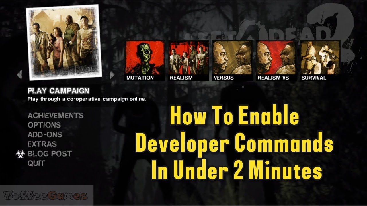 Left 4 Dead 2 - How to Enable Developer Commands And The List Of Developer Commands In Description