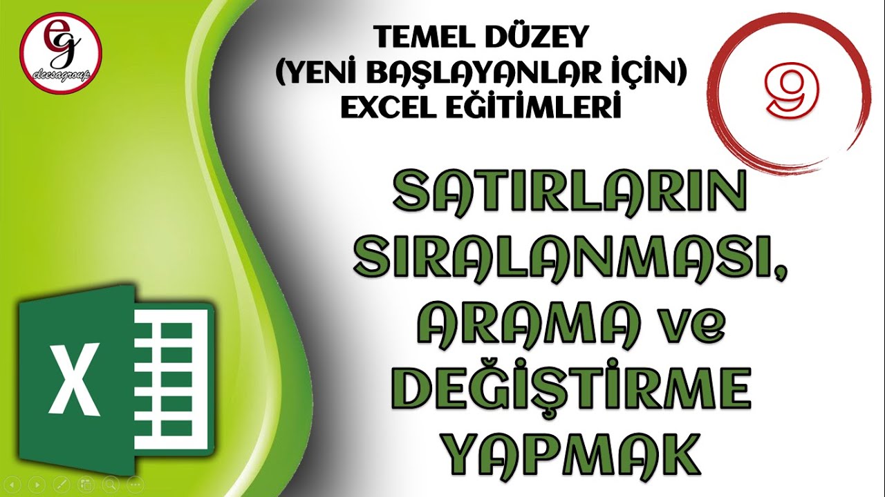 EXCEL DERS 9 - Sıralama, Arama ve Değiştirme (Giriş Seviyesi)