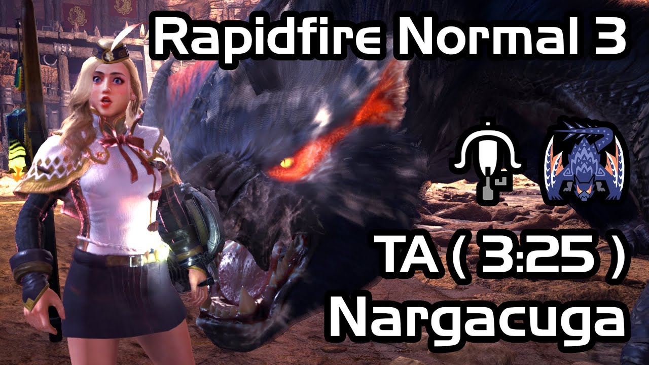 [MHW: Iceborne] Lightbreak Gun LBG (Rapidfire Normal 3) vs MR3☆ Nargacuga. TA Rules ( 3:28 )