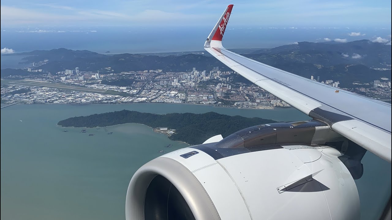Scenic Departure - AirAsia Airbus A320-251N Takeoff from Penang International Airport