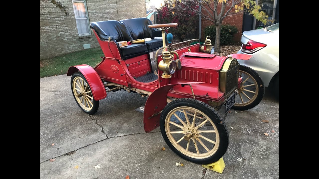 Starting and driving a 1904 Oldsmobile Touring Runabout