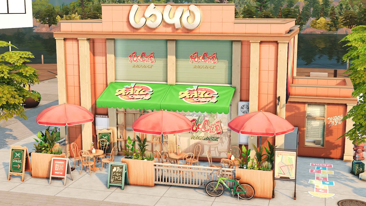 How I Built a FUNCTIONAL Pizzeria  🍕🍅  in The Sims 4 - Speed Build