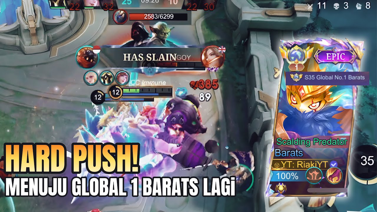 HARD PUSH MMR! MENUJU GLOBAL 1 BARATS LAGI ~ MLBB