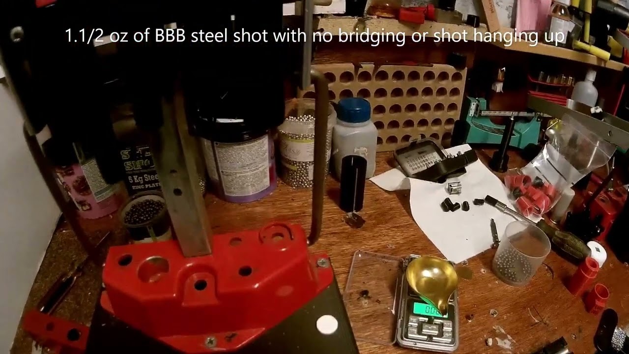 Loading BBB steel shot and Alliant steel powder  on a Lee Loadall