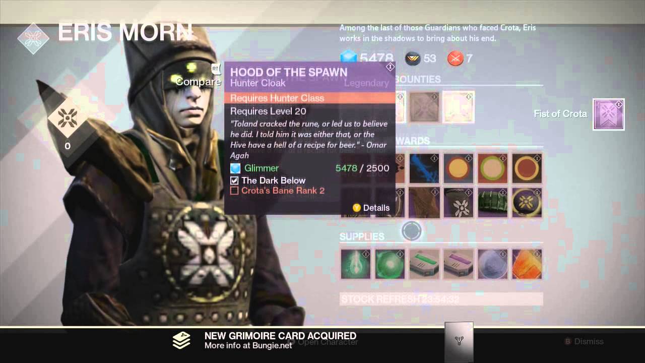 Destiny New Update Dark Below Eris Shop All Items