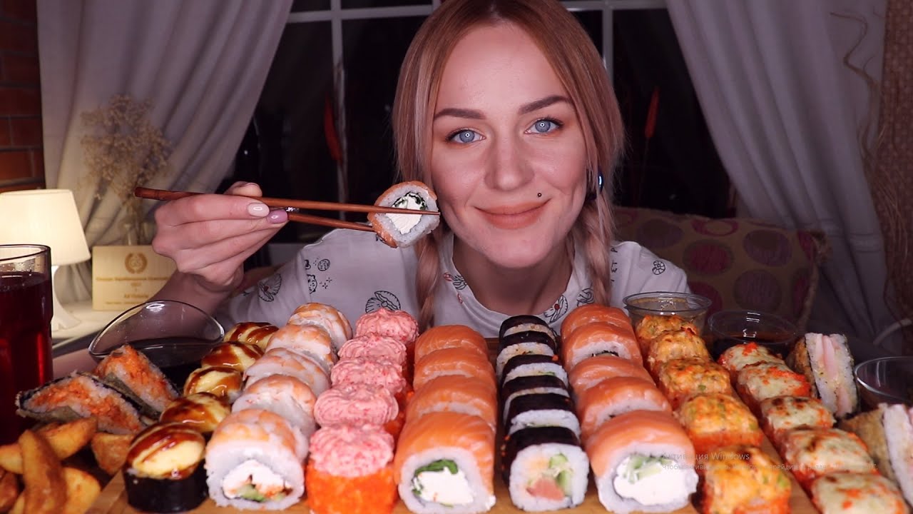 MUKBANG | ОПЯТЬ РОЛЛЫ/СУШИ | SUSHI/ROLLS | не ASMR