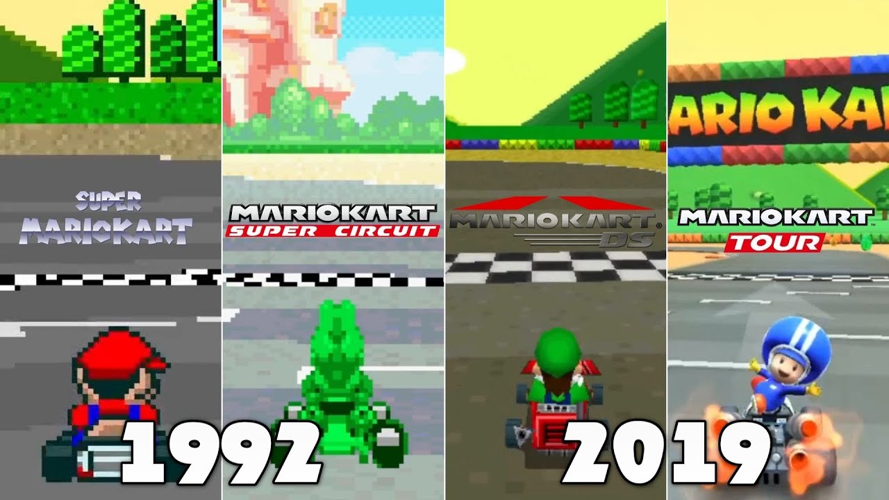 Evolution Of SNES Mario Circuit 1 Course In Mario Kart Games [1992-2019]