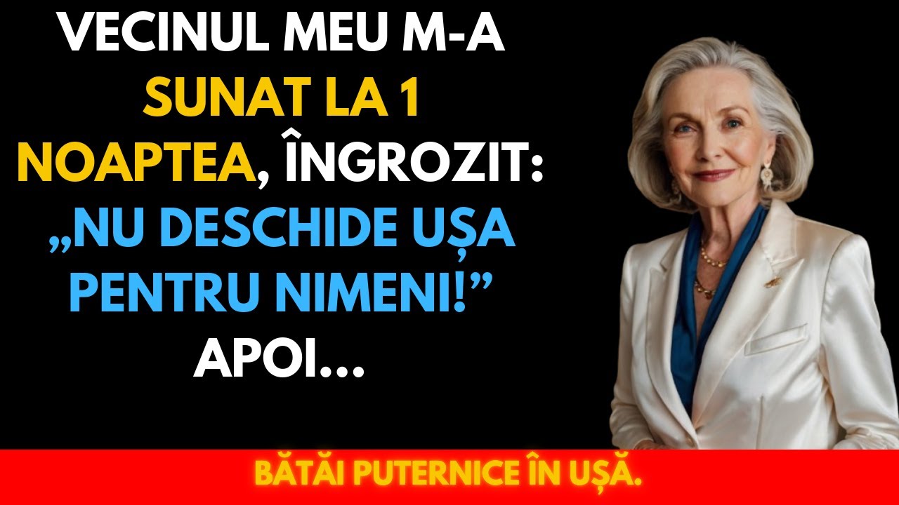 Vecinul meu m-a sunat la 1 noaptea, îngrozit: Nu deschide ușa nimănui. Apoi… bătăi puternice.