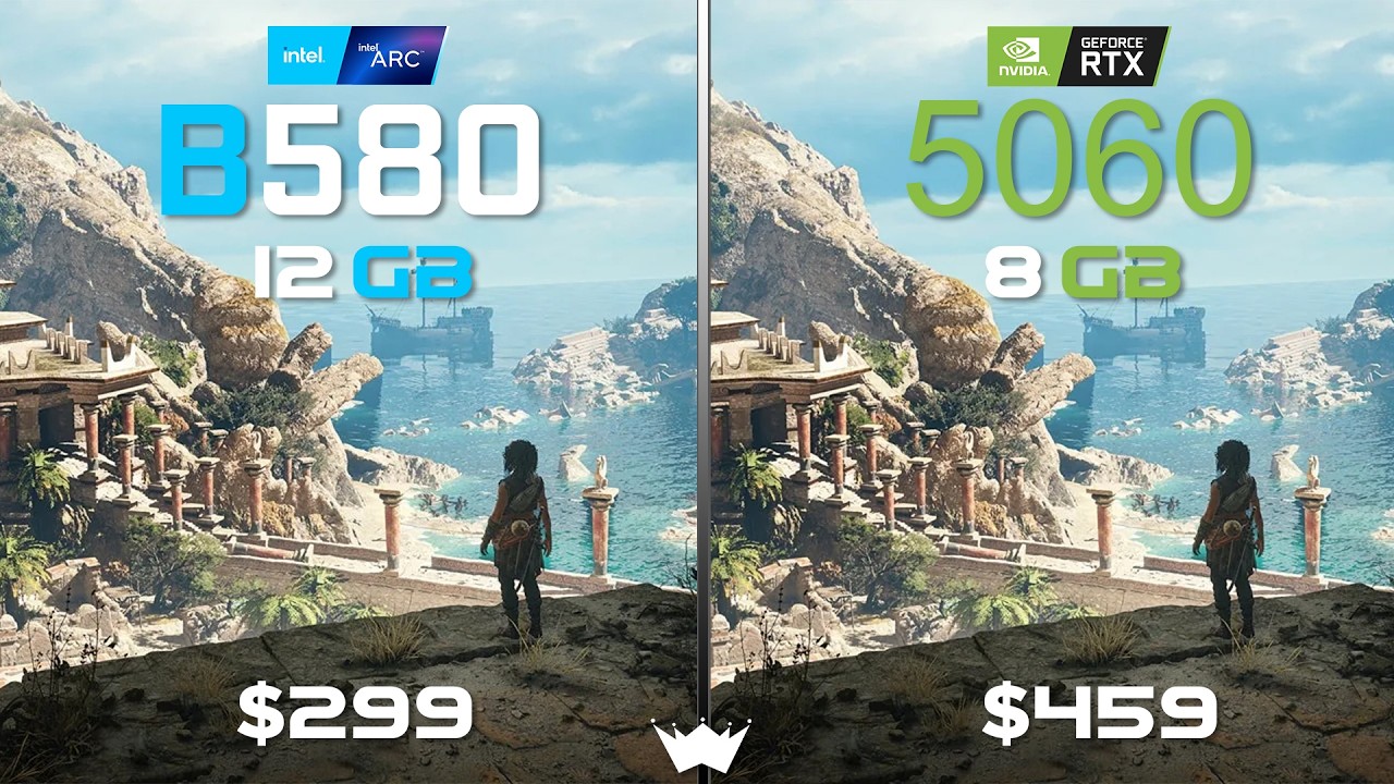 ARC B580 12GB vs RTX 5060 8GB | Tested in 10 Games | 1080P