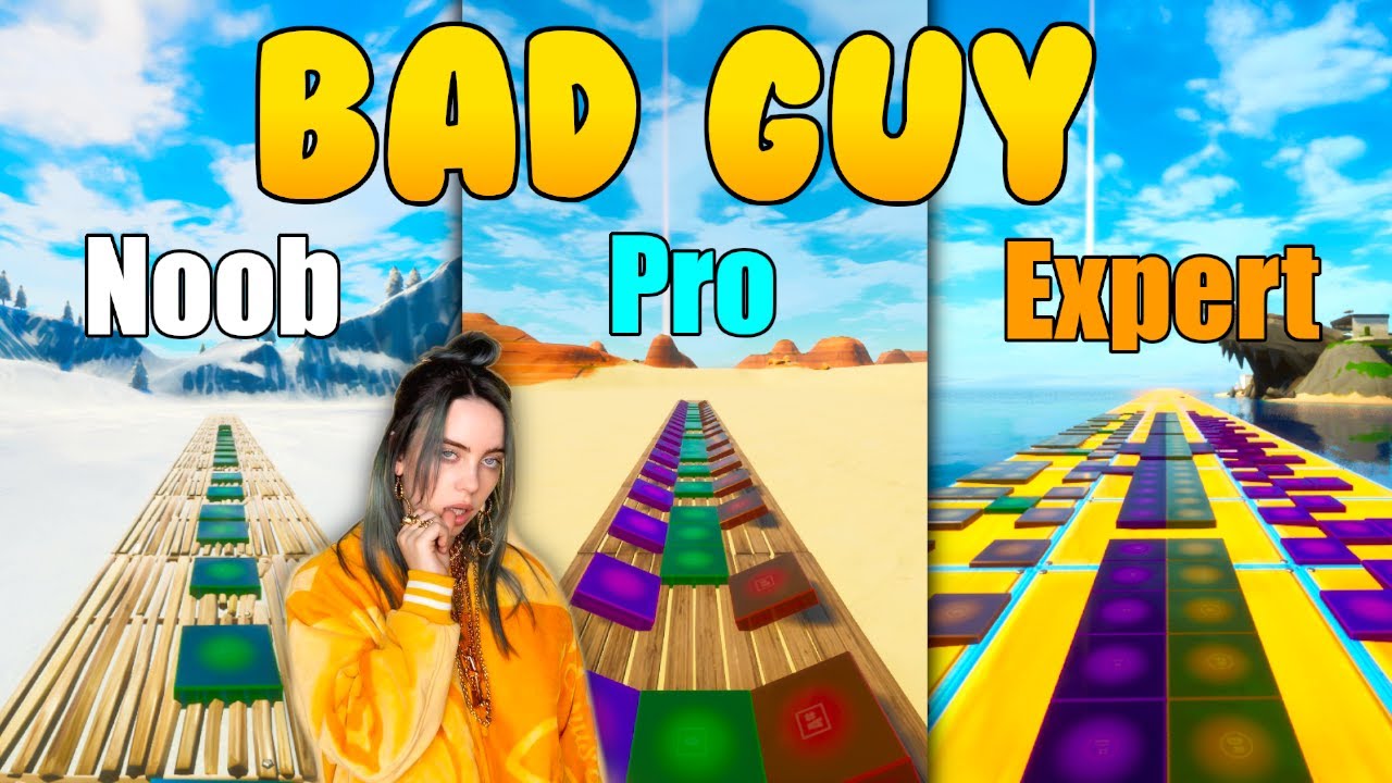 Billie Eilish - Bad Guy Noob vs Pro vs Expert  (Fortnite Music Blocks) - Code  in Description