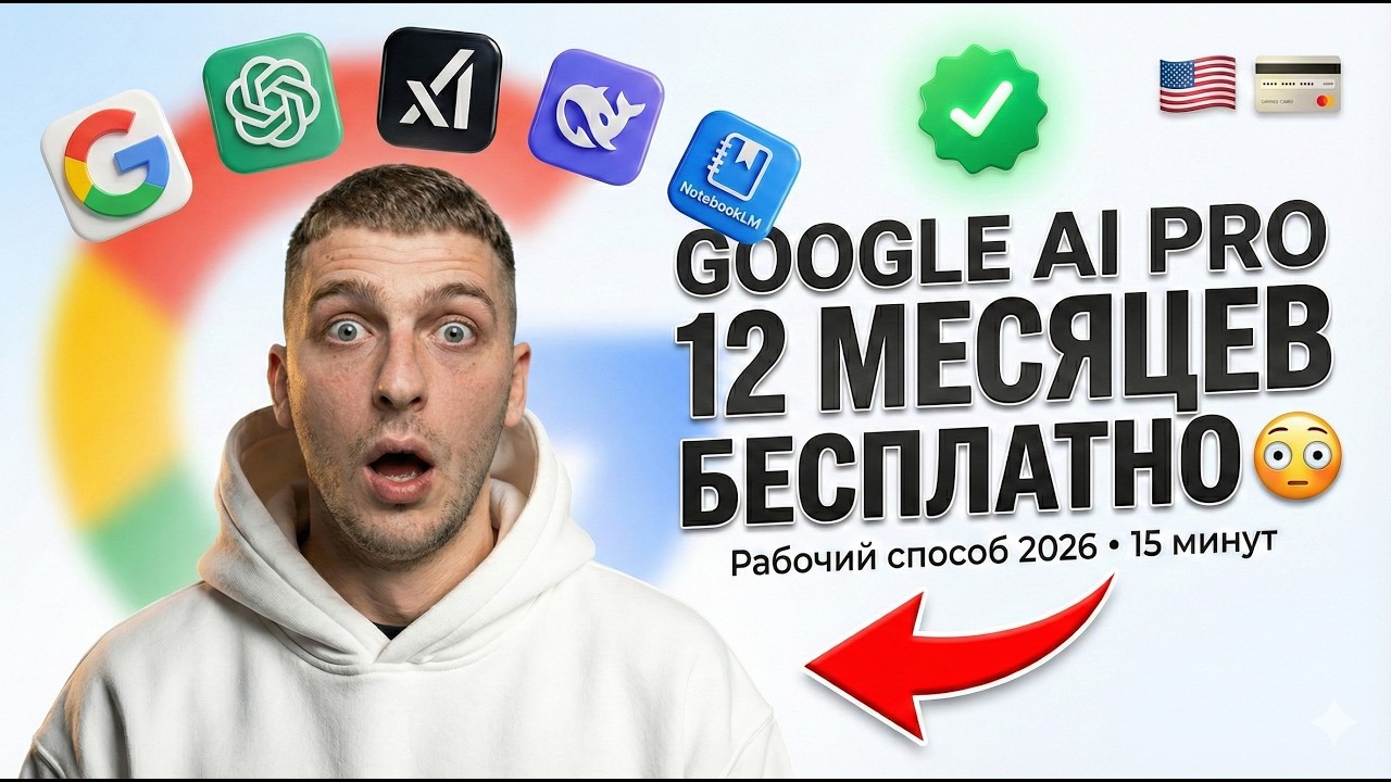 Как получить Google AI Pro БЕСПЛАТНО на год (Рабочий способ 2026)