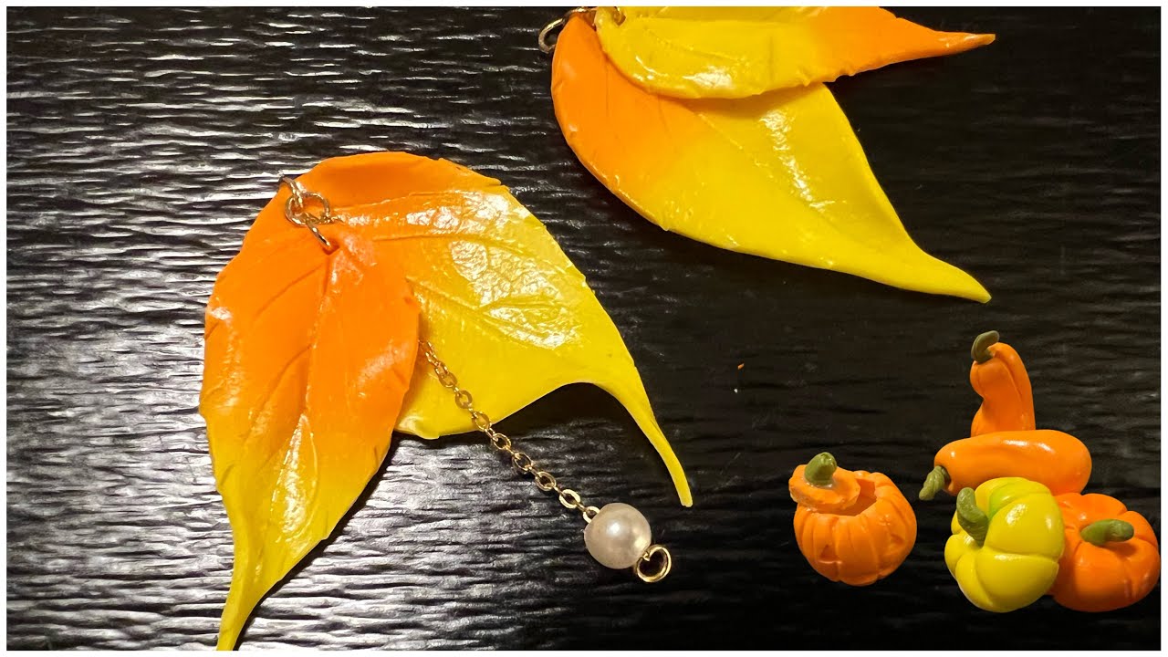 ساخت گوشواره های پاییزی با فیمو 🍂Fimo leather