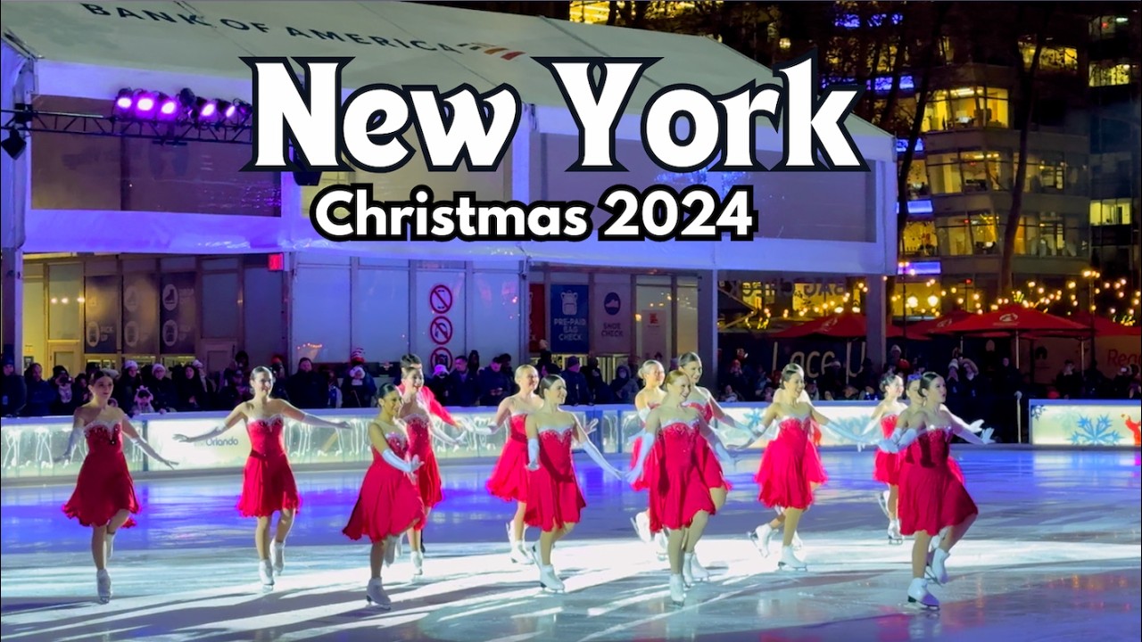 NYC Christmas Tree Lighting 2024 Bryant Park 🎄 4K NYC Christmas Walk