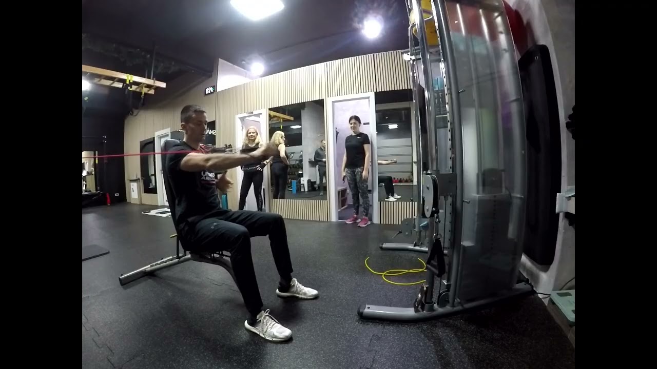 Smart Fitness - Bench seated single arm rotational band press