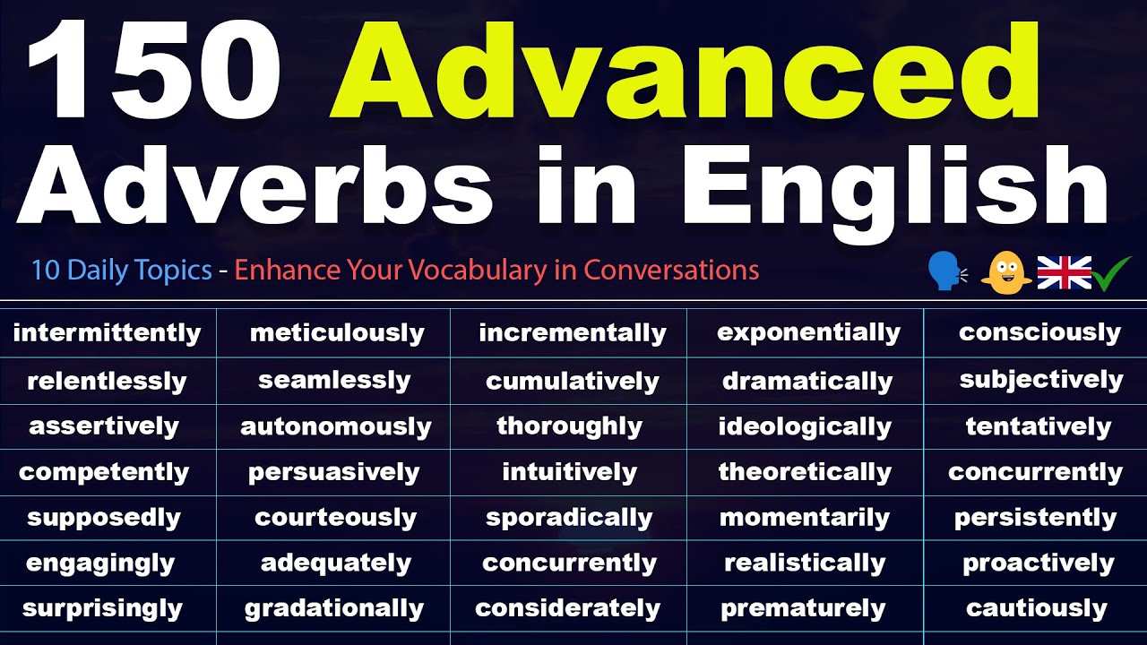 150 Advanced Adverbs in English! - (Used in 10 Daily Topics)