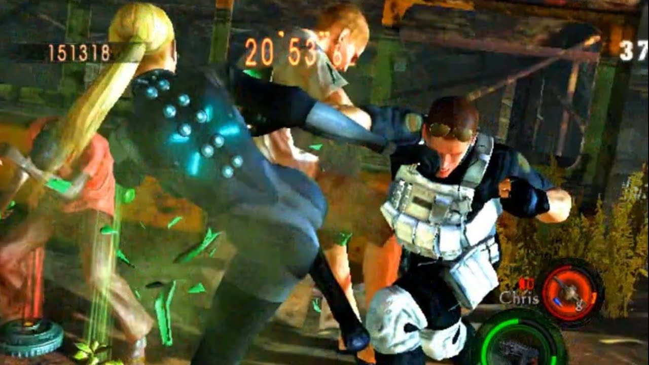Resident Evil 5  4Players NO MERCY (MANY TRIPLE COMBOS!) Public Assembly 400 COMBO - K