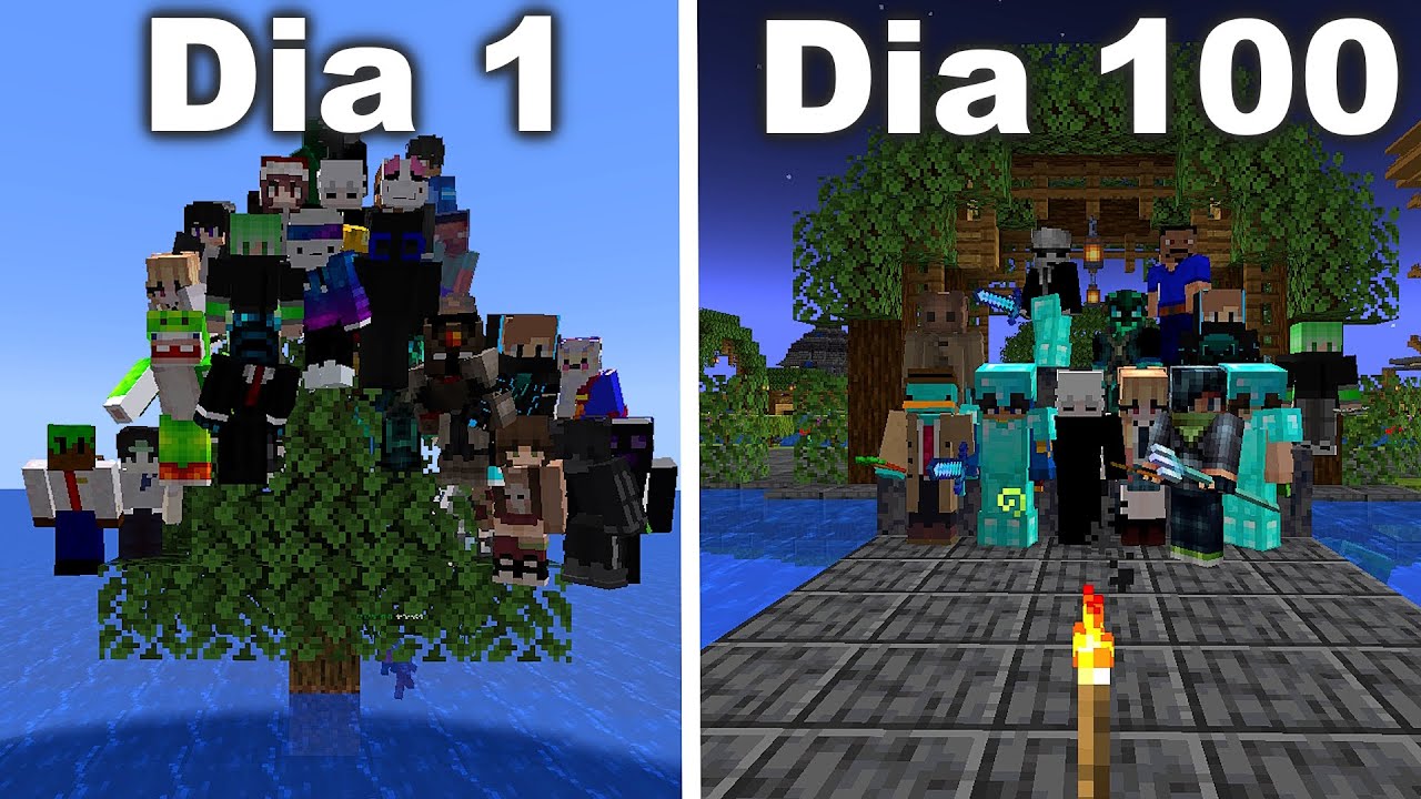 Esto hacen mis subs en 100 Dias en Medio del Oceano en Minecraft
