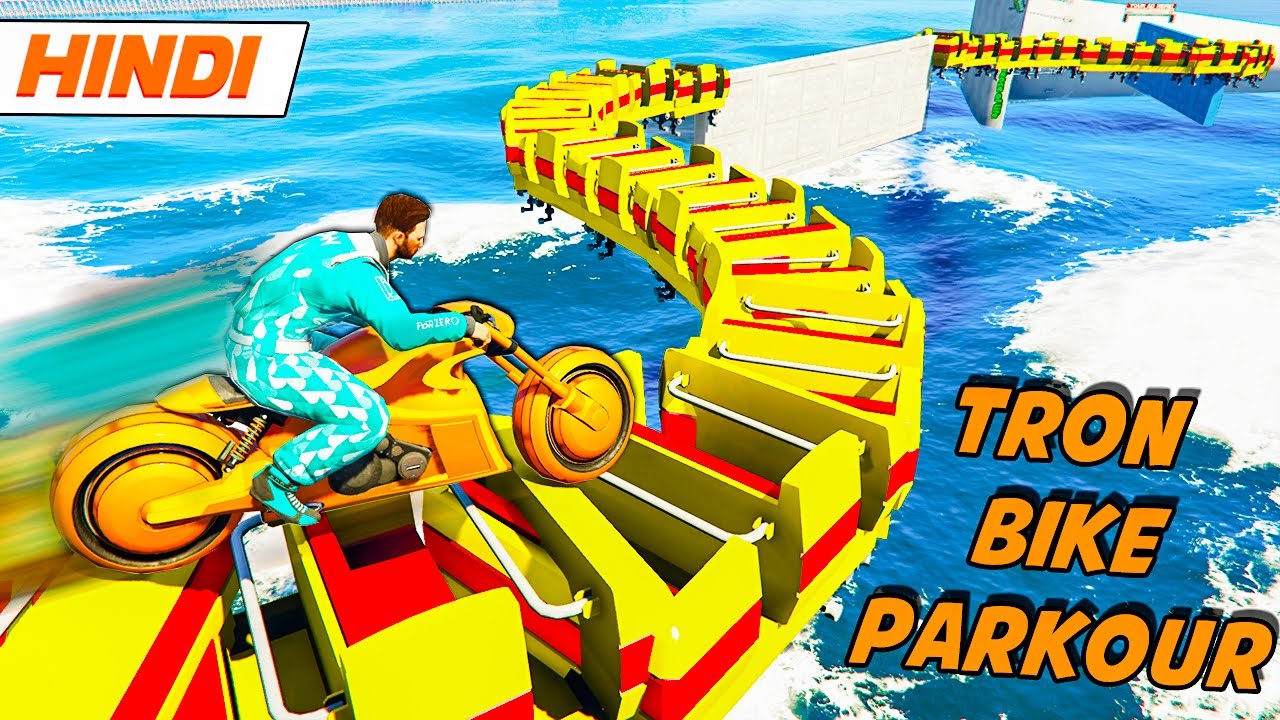 GTA 5: HARDEST Tron Bike Parkour Race 😱 | GTA 5 Online Hindi Funny Moments | Saxisam