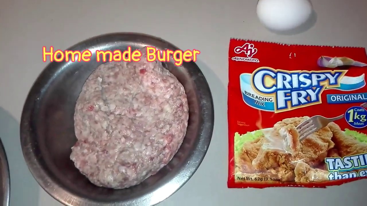 burger patty using Crispy fry and giniling na baboy