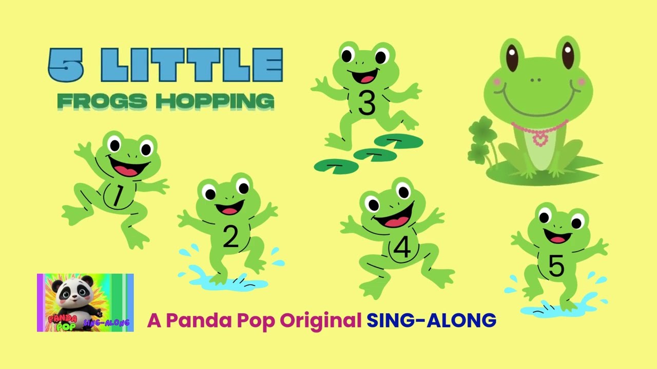 Five Little Frogs Hopping on the Lily Pads | Fun Kids Counting Song 🐸Mama jumping Frog’s Counting