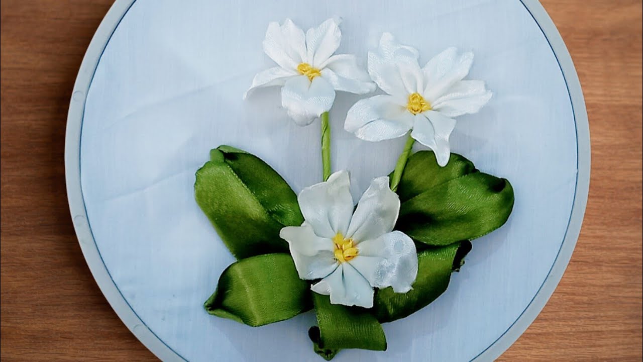 Simple and Beautiful Ribbon Flower Embroidery Idea
