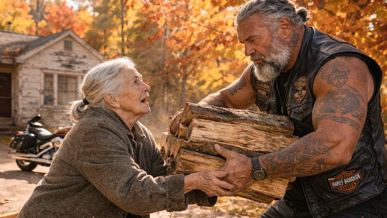 Lonely Biker Saw This Old Woman Struggling — His Next Move Left the Town in Shock